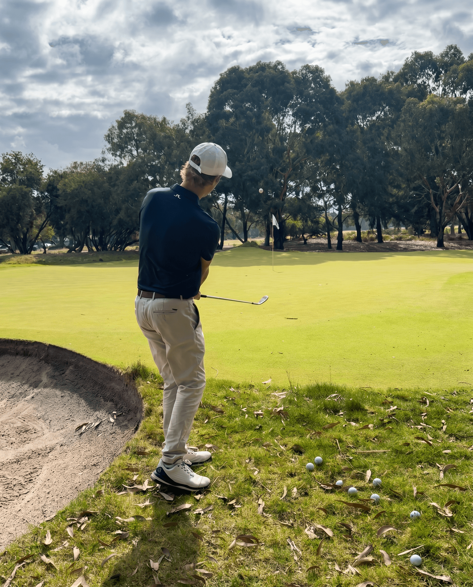 Andrew Cooper reviewing a short-game lesson from the Complete Blueprint